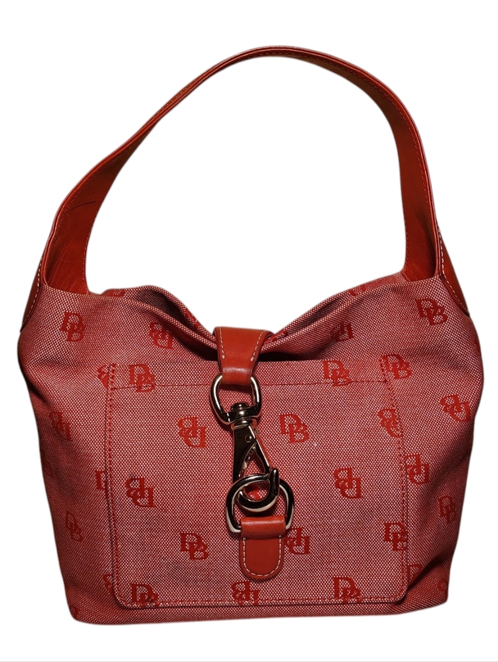 Vintage Dooney & Bourke Hot Pink Signature Canvas Lock Shoulder Bag